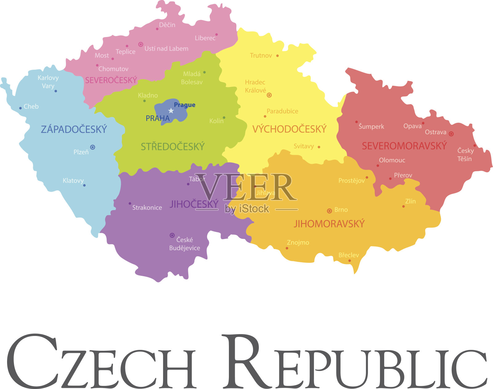 捷克共和国区域地图插画图片素材