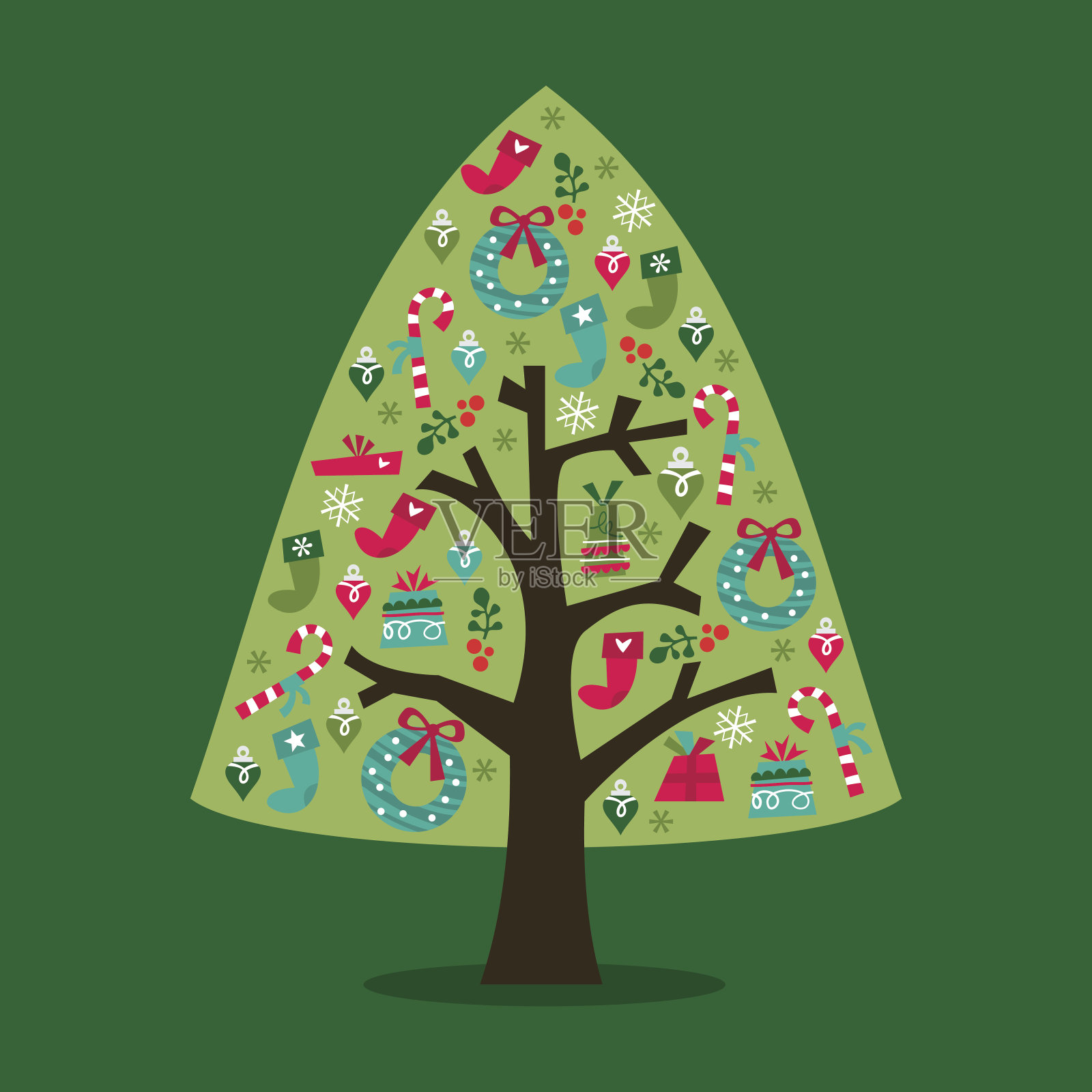 装饰圣诞树插画图片素材