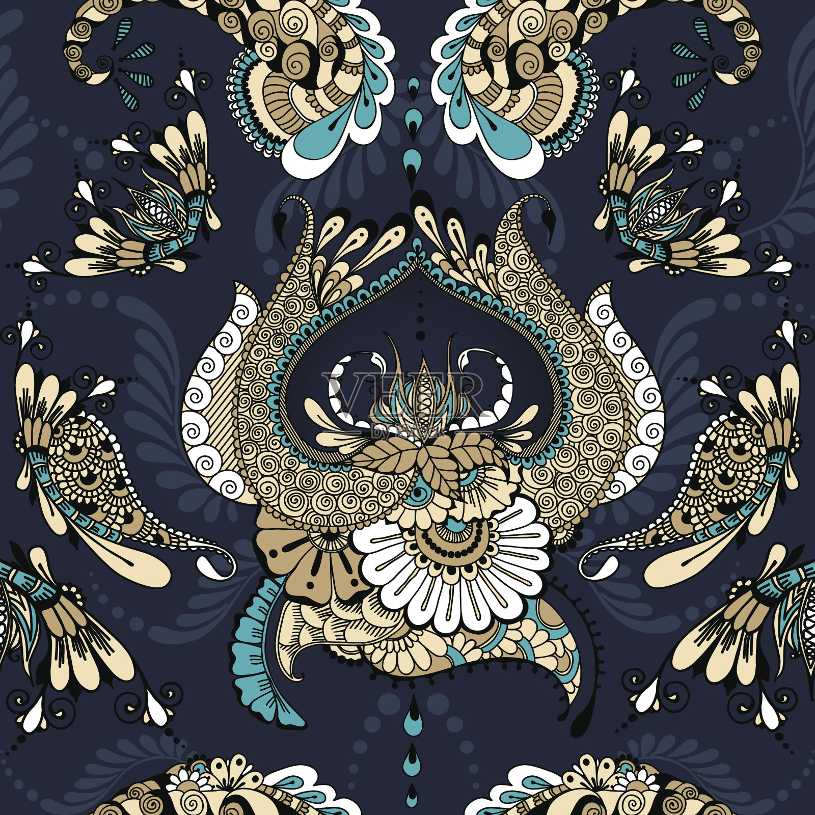 Mehndy花朵图案插画图片素材