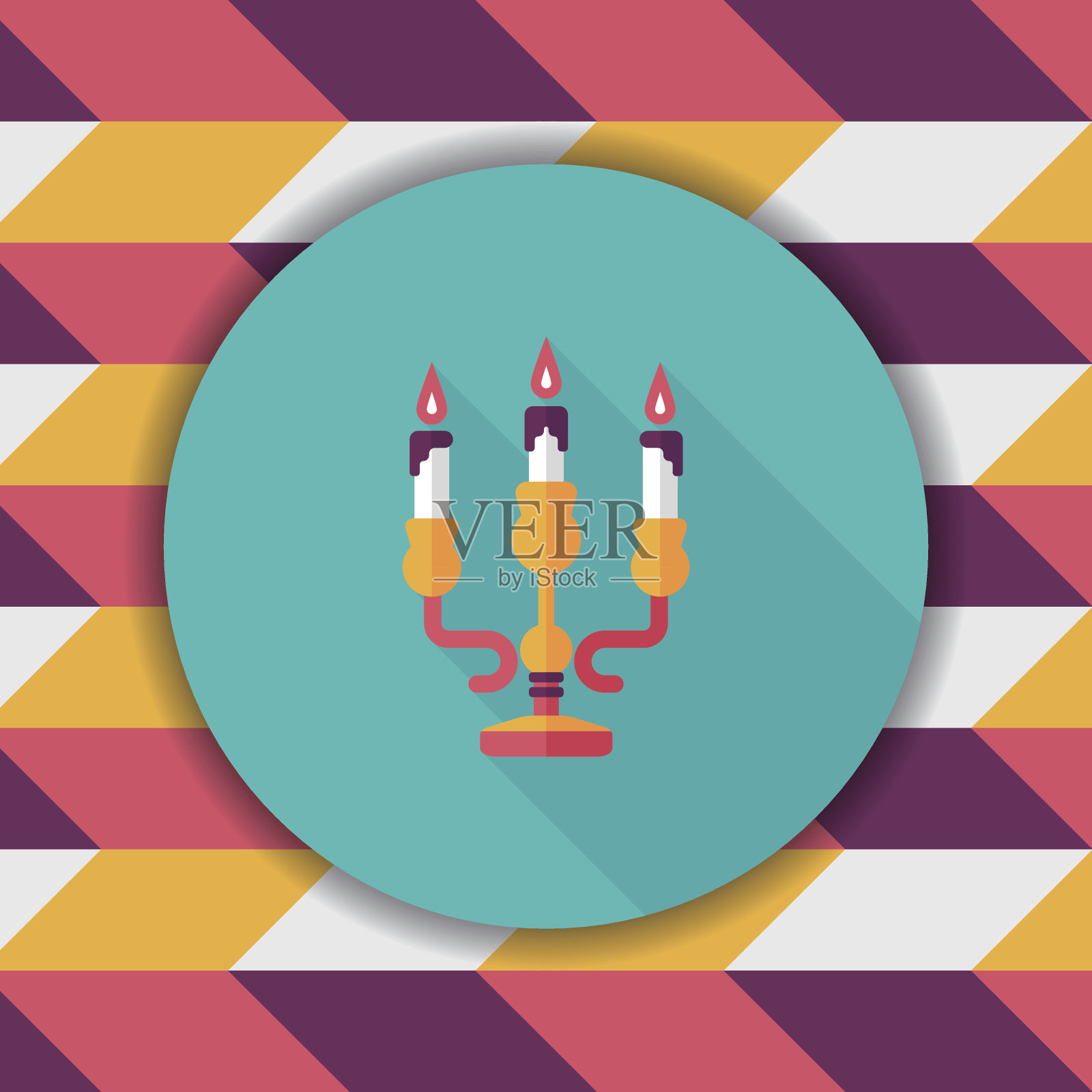 圣诞蜡烛平与长影子的图标,eps10插画图片素材