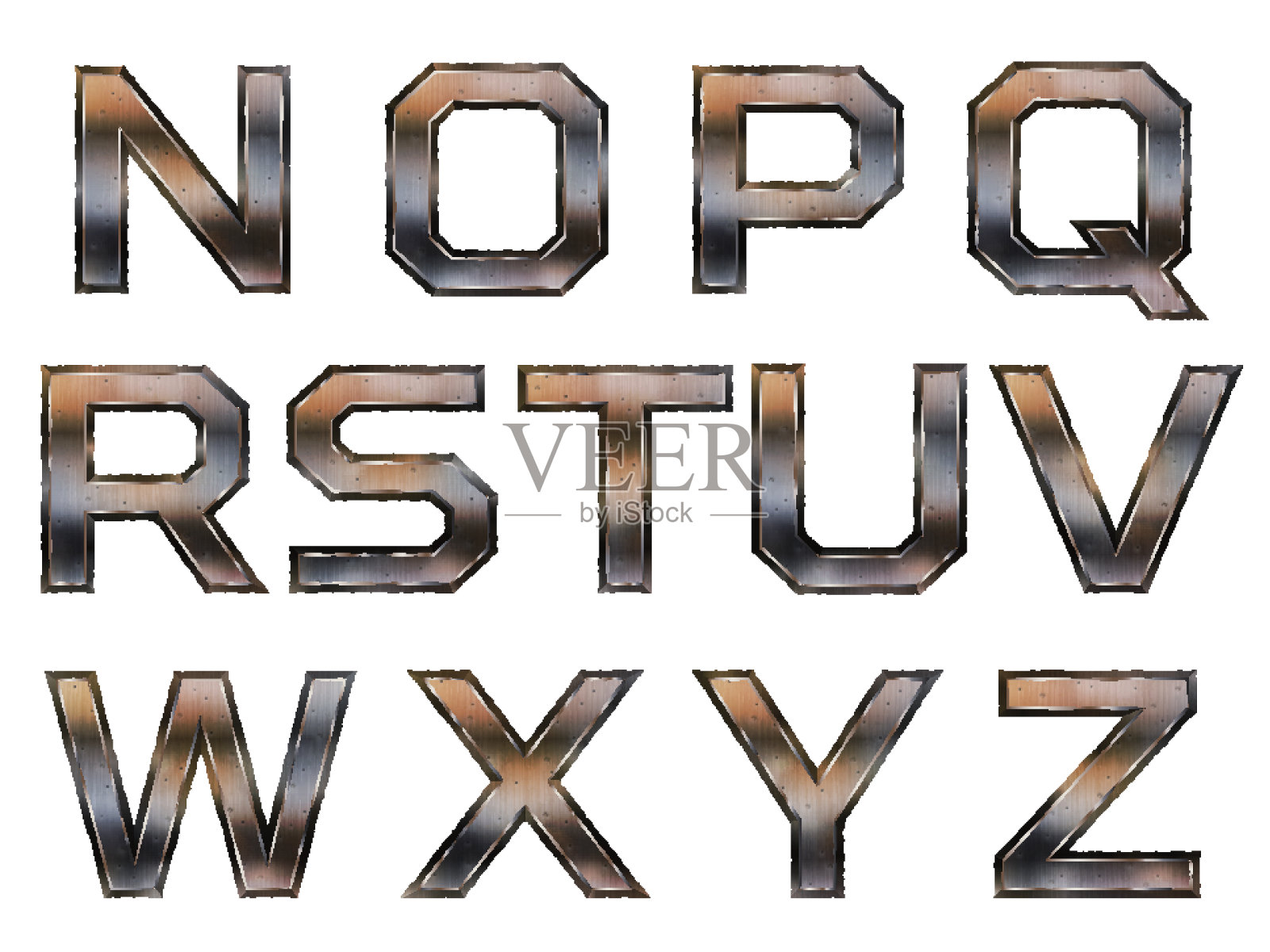 复古金属字母组插画图片素材