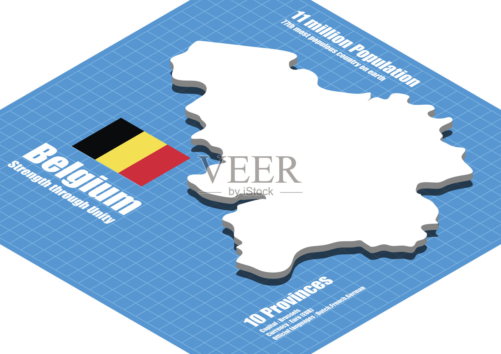 比利时地图矢量三维插画图片素材