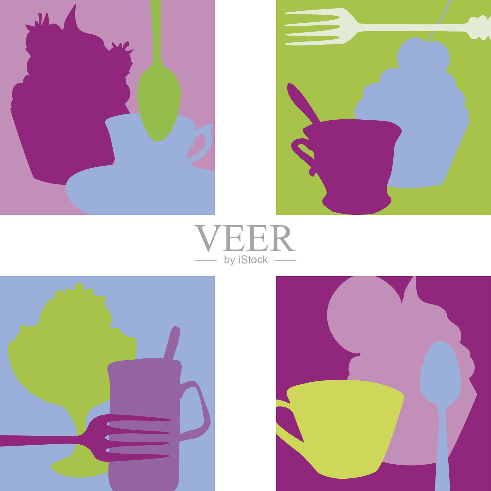 抽象的套套设计与杯子插画图片素材