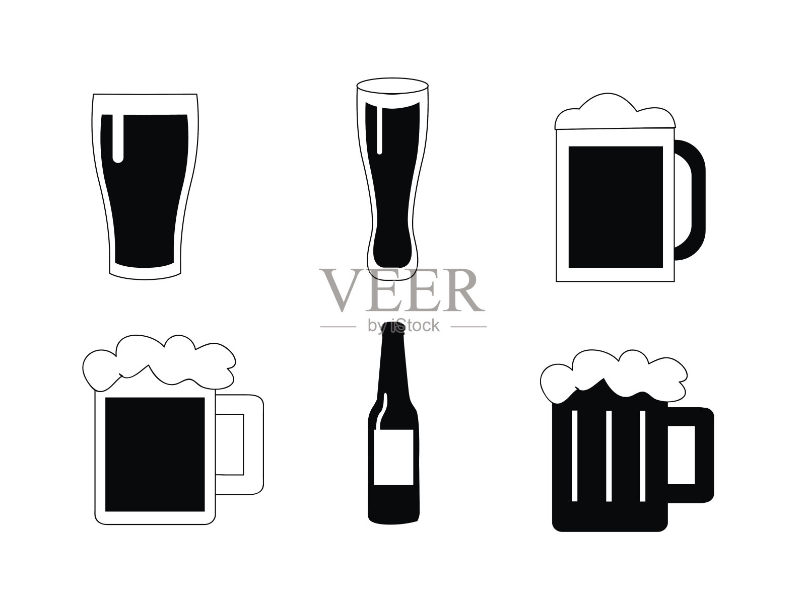 啤酒矢量图标集图标素材