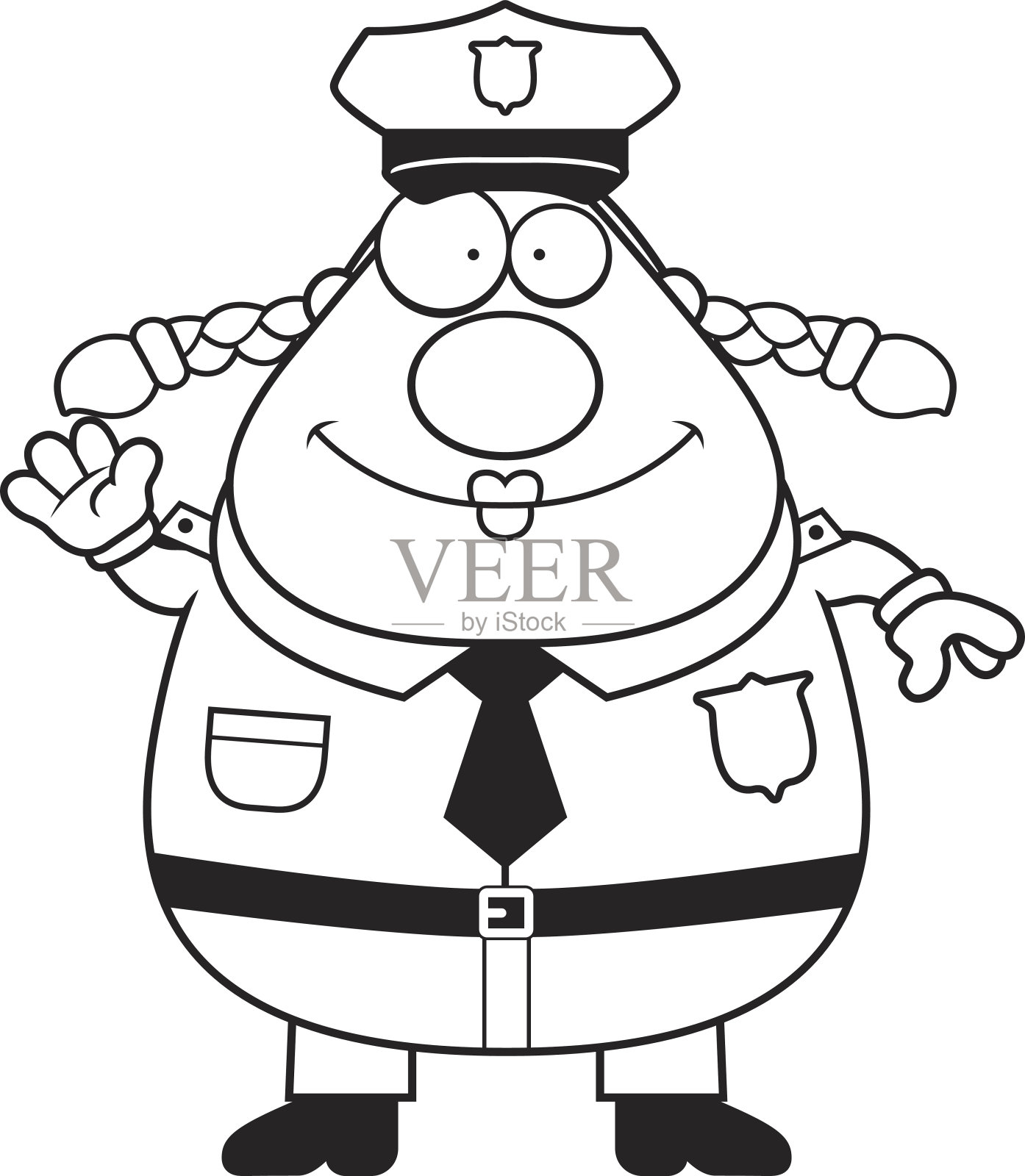 警察女人挥舞着插画图片素材