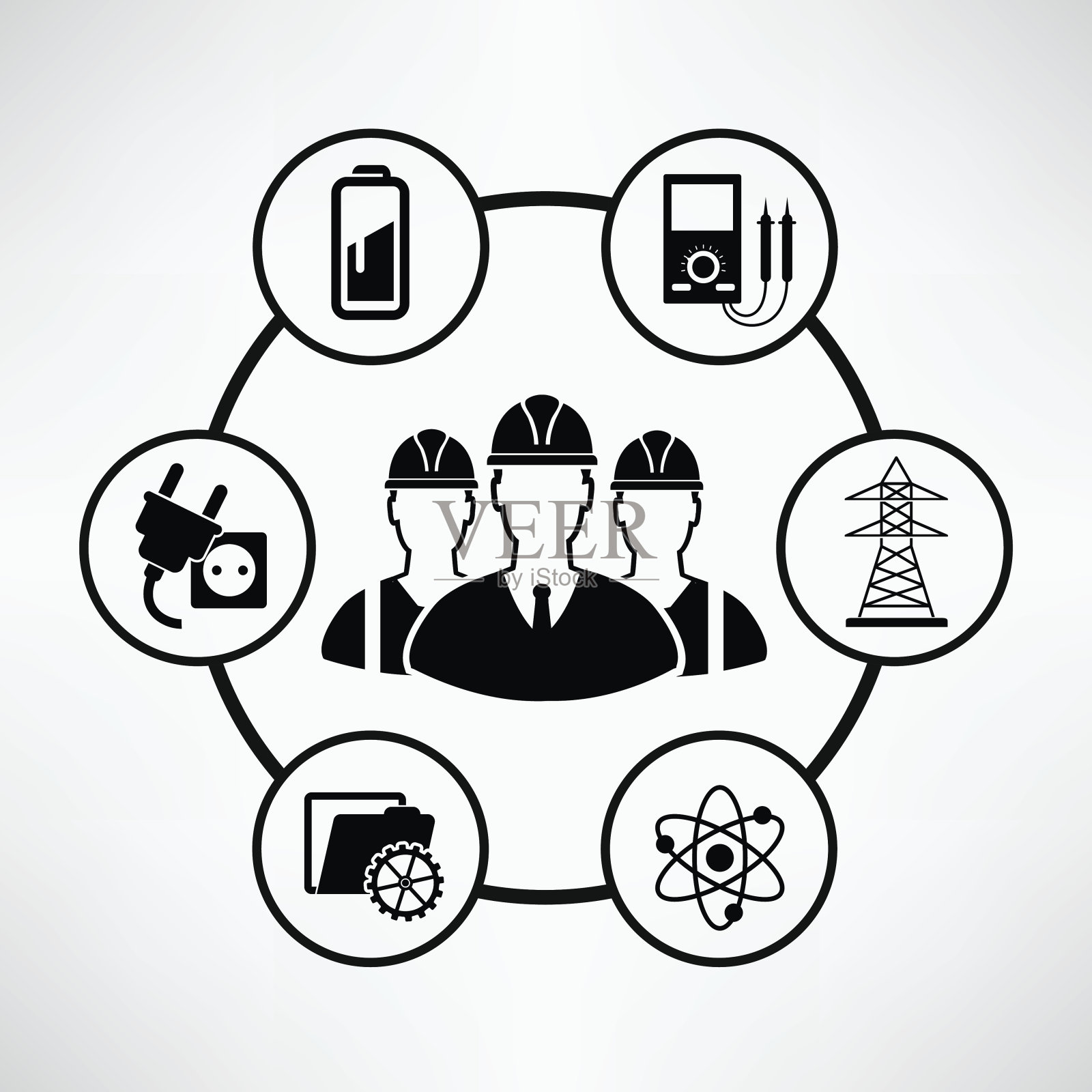 团队,电力信息平面设计,干净向量插画图片素材