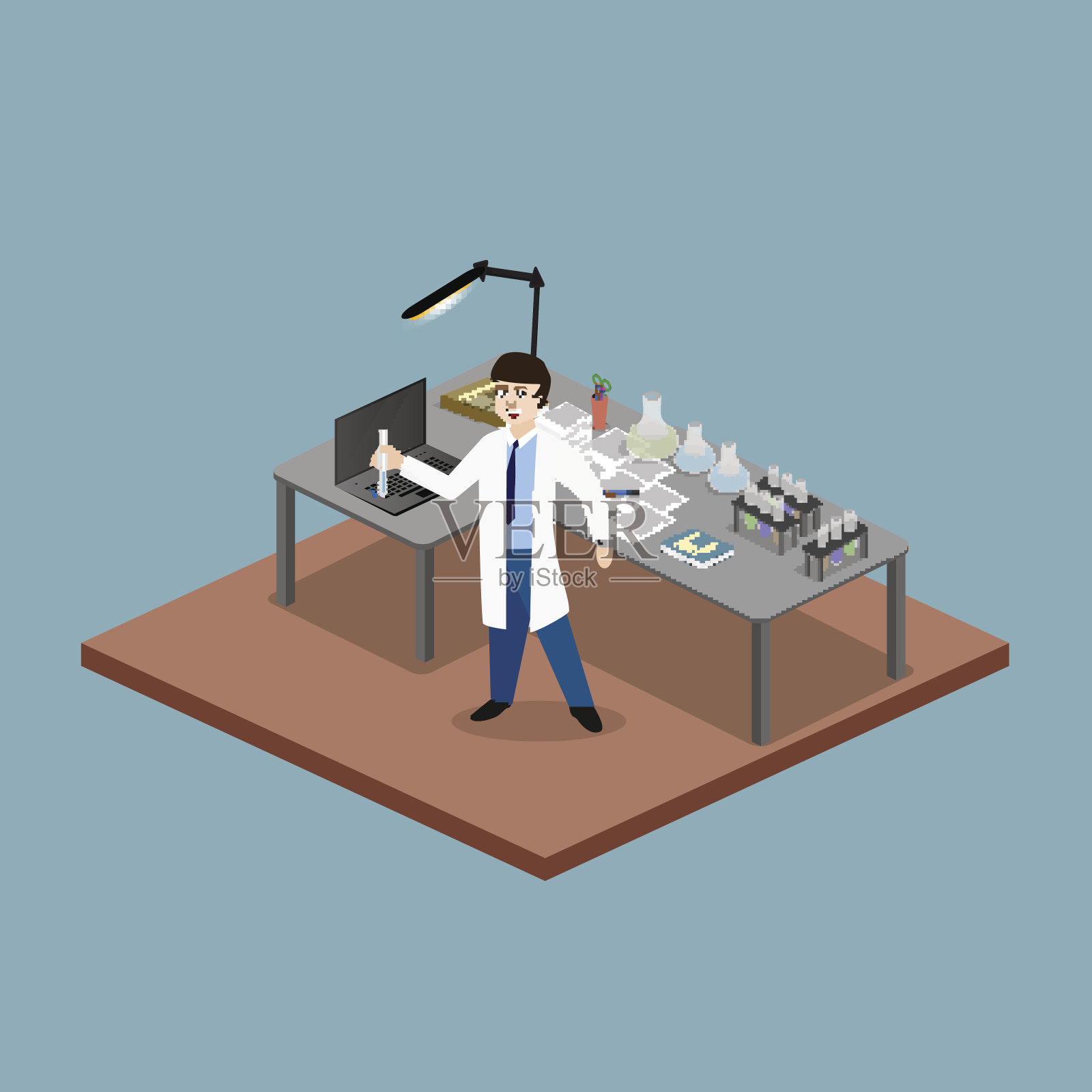 科学家在实验室里做研究插画图片素材