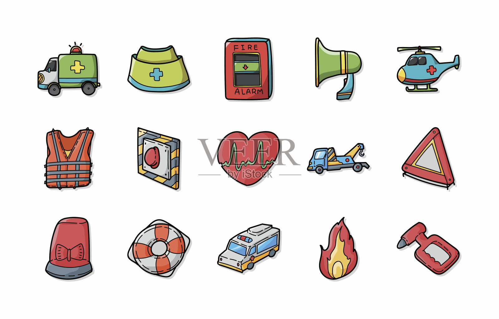 紧急情况和火灾图标设置,eps10图标素材