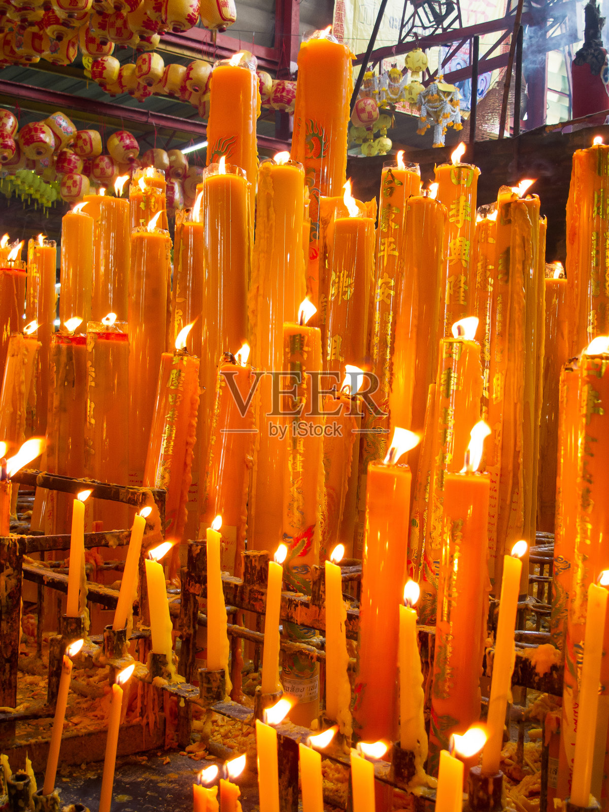 各种黄色蜡烛照片摄影图片