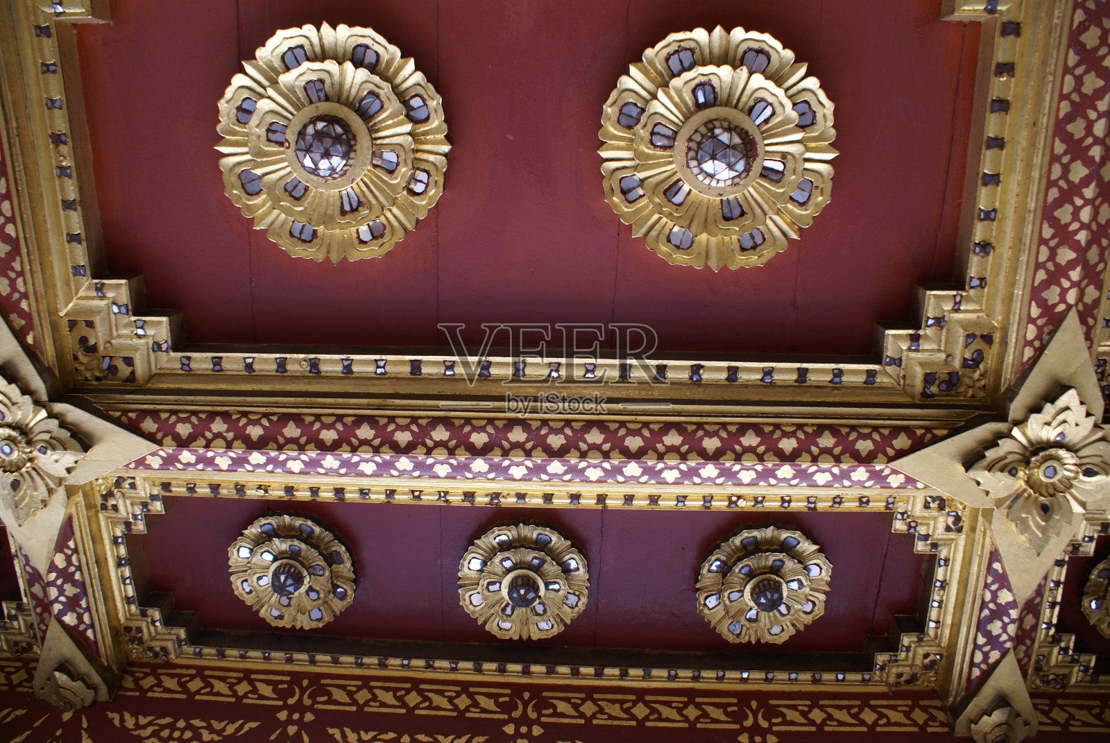 亚洲曼谷,卧佛寺天花板照片摄影图片