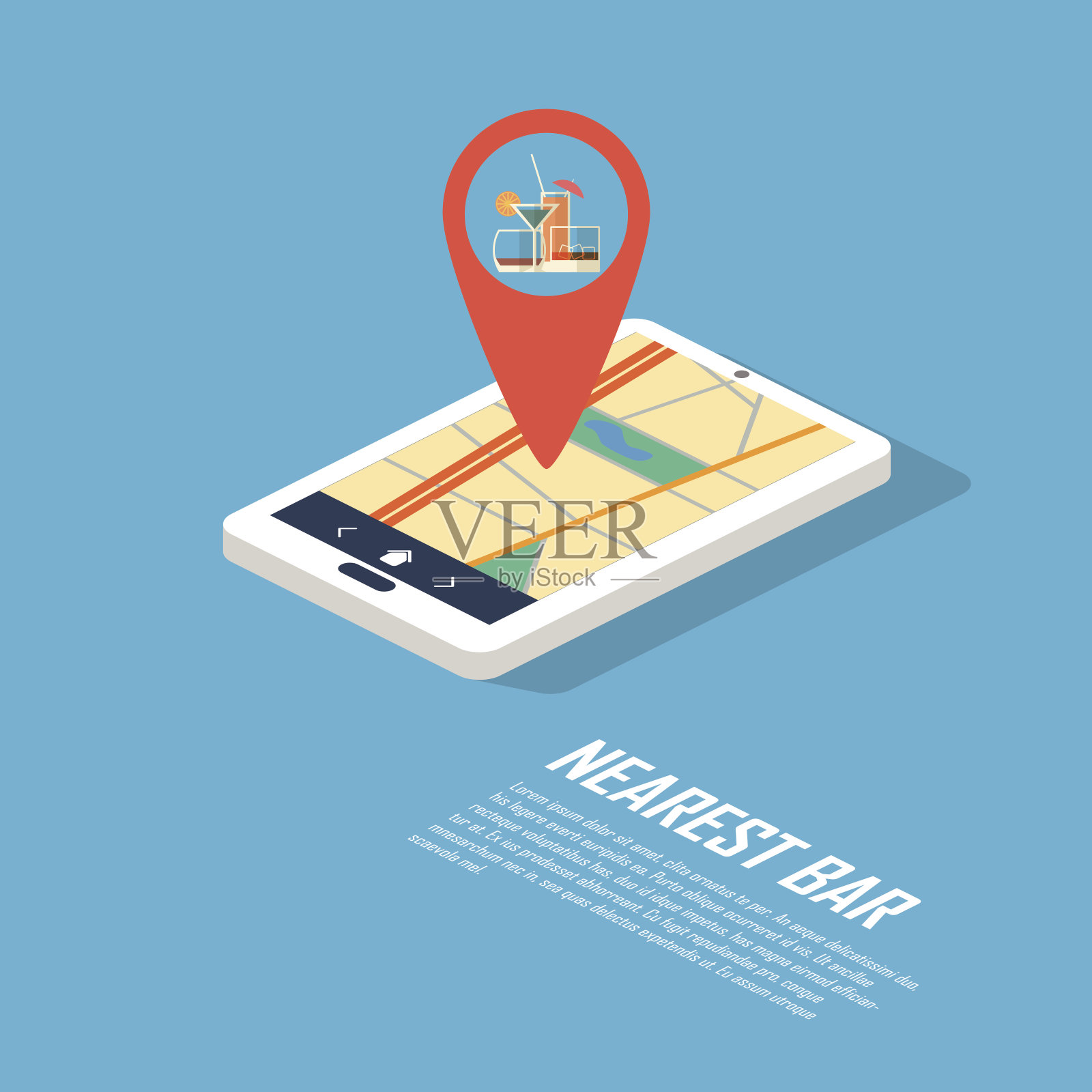 智能手机导航在现代平面设计中具有象征意义插画图片素材