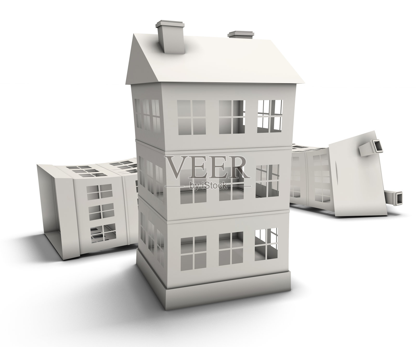 分散的纸房子照片摄影图片