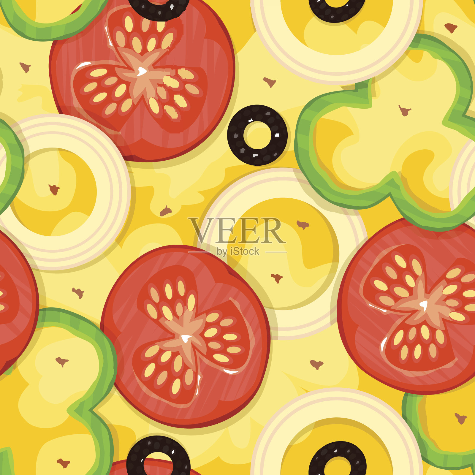 披萨矢量无缝模式插画图片素材