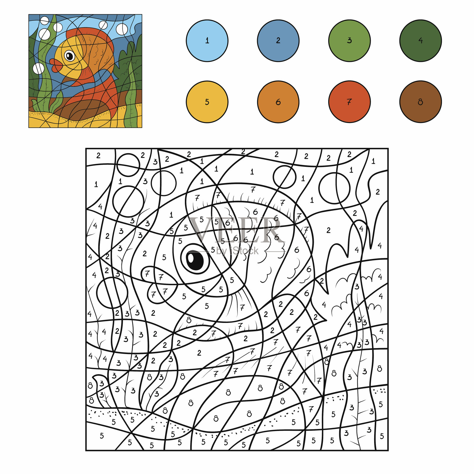 颜色(鱼)插画图片素材