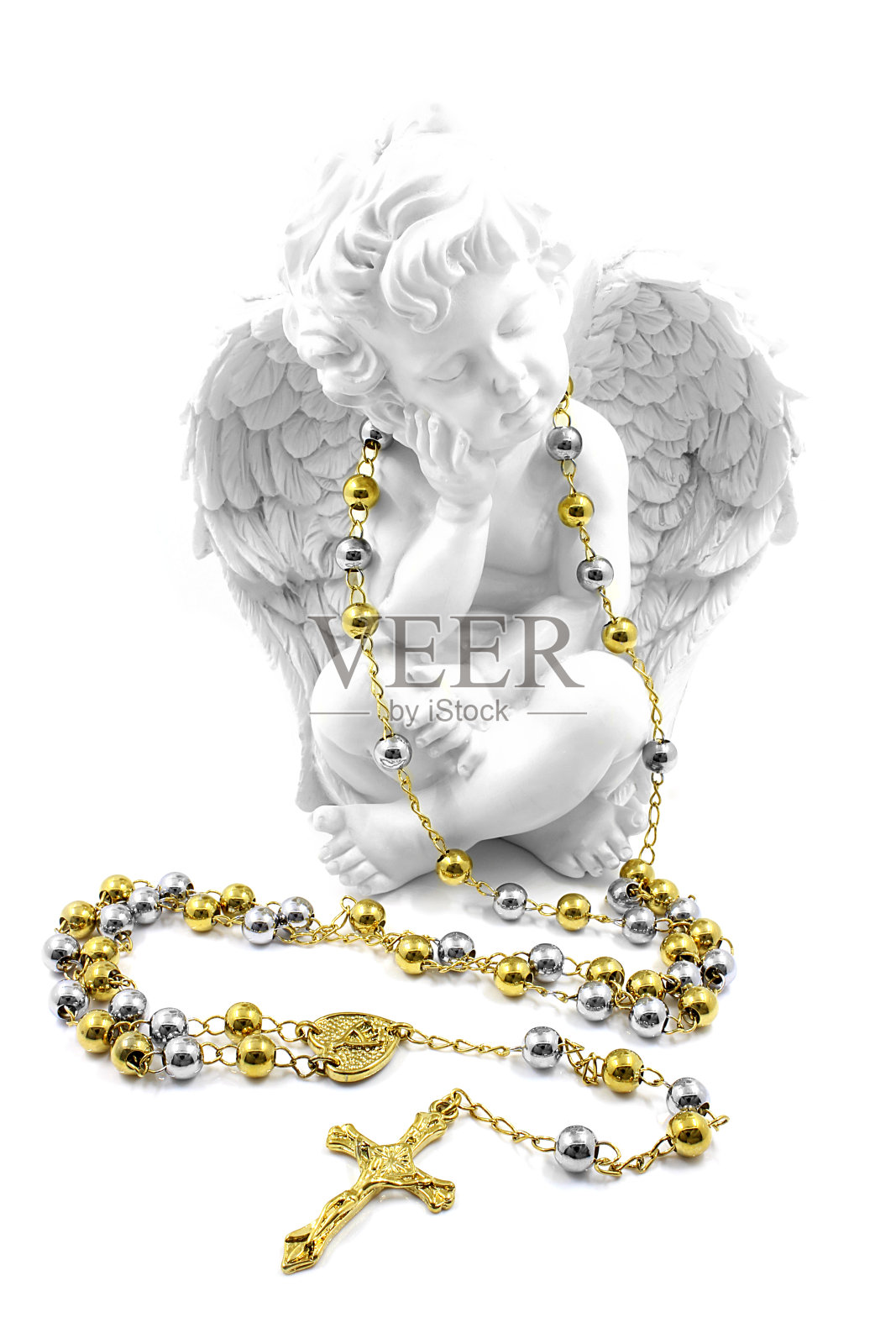 不锈钢项链十字架照片摄影图片