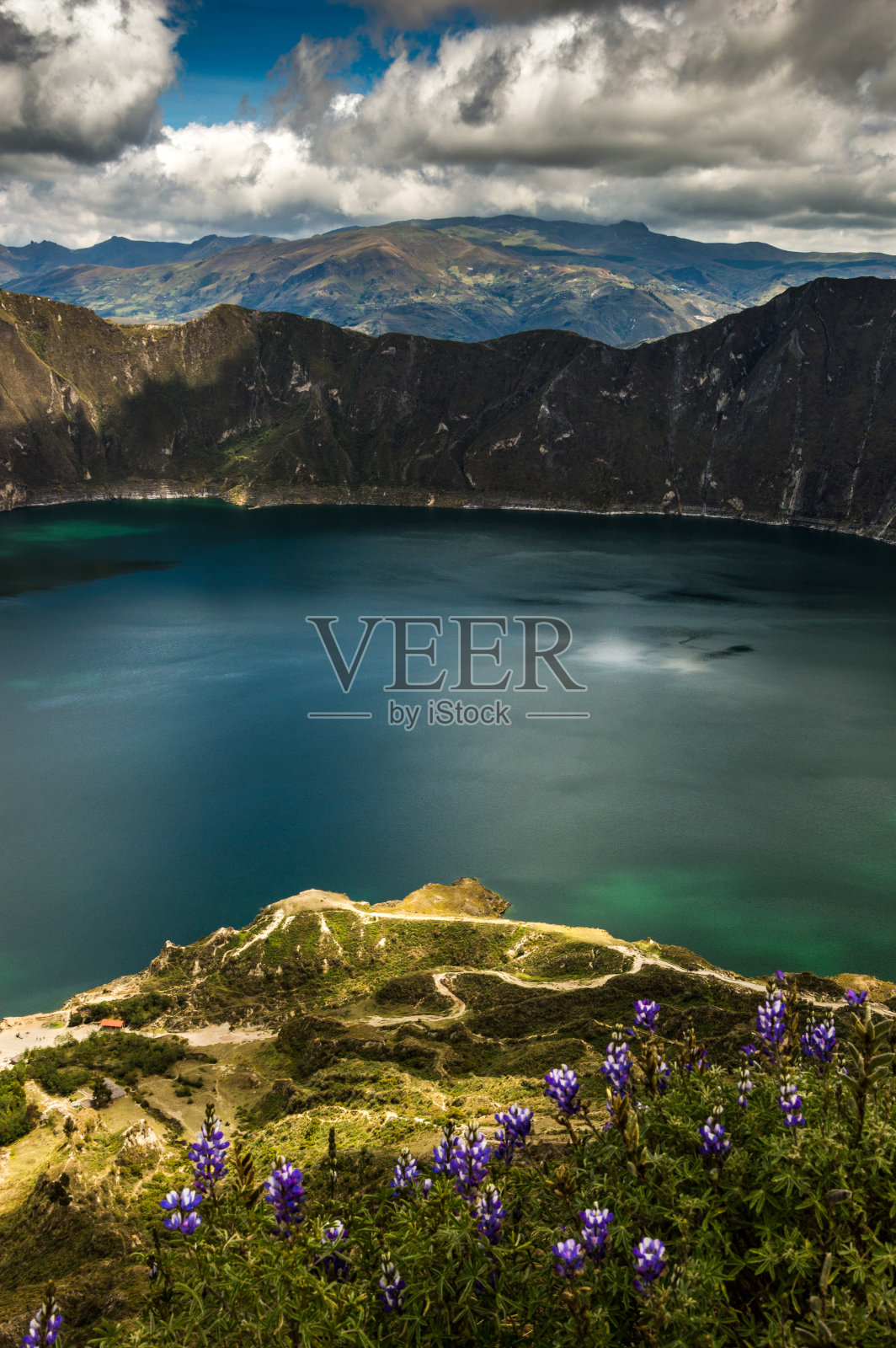 厄瓜多尔奇洛托亚湖的垂直照片照片摄影图片