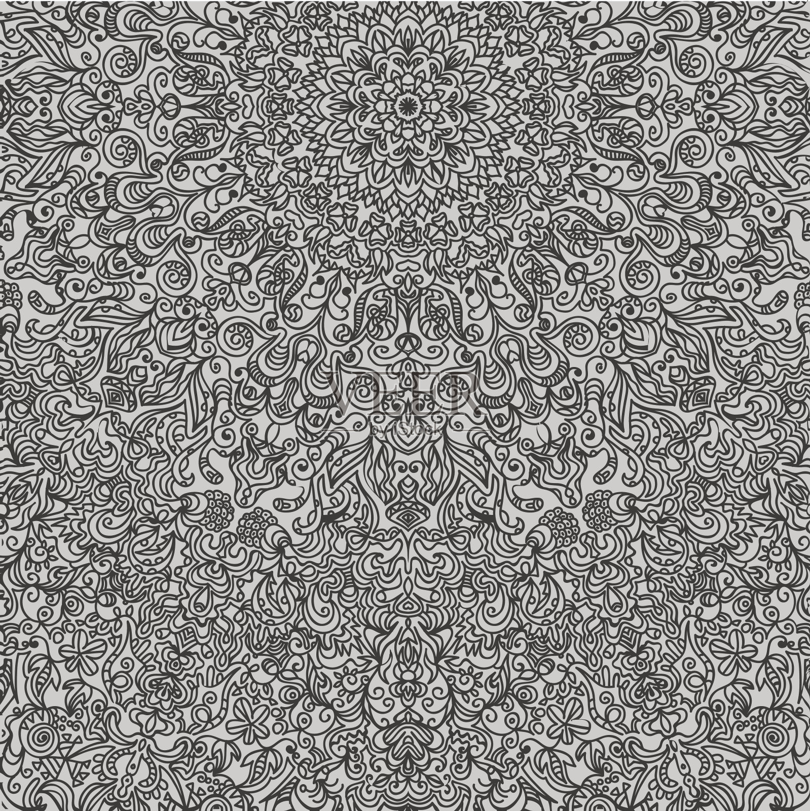 困难的圆形图案组成的卷曲和螺旋绘制v插画图片素材