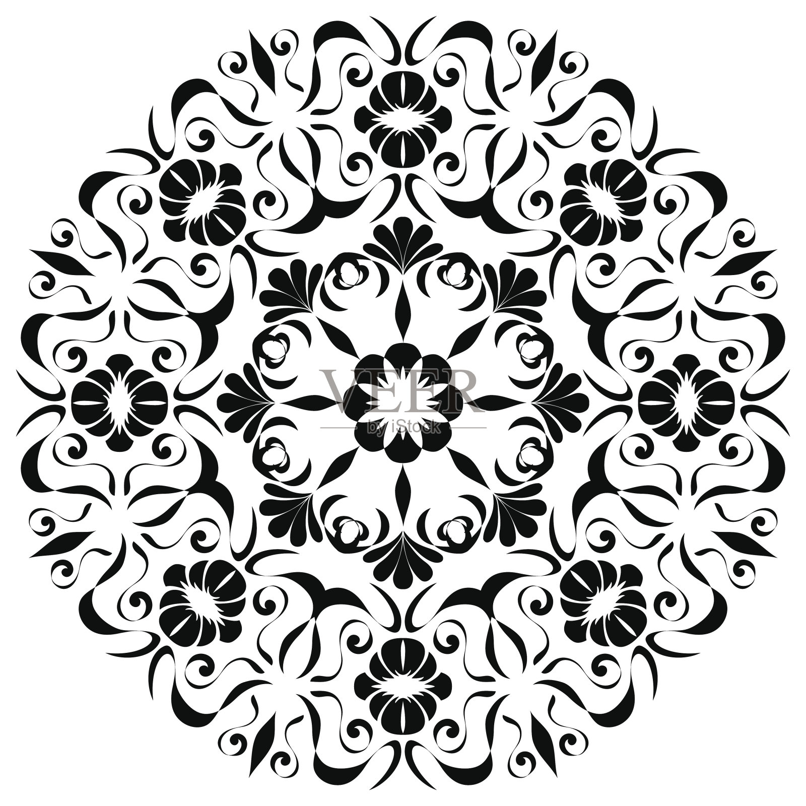 黑色的曼荼罗插画图片素材