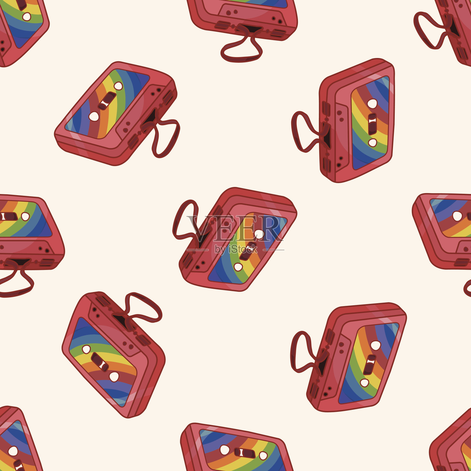 音带,卡通无缝图案背景插画图片素材