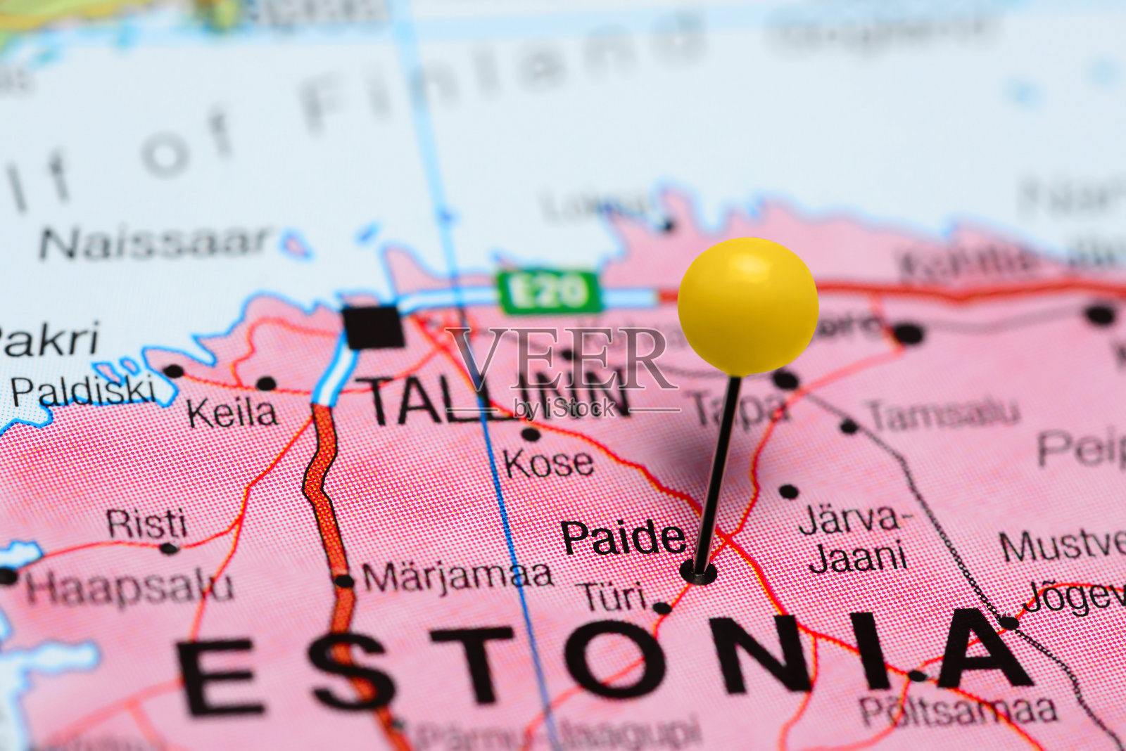 佩德被钉在爱沙尼亚地图上照片摄影图片