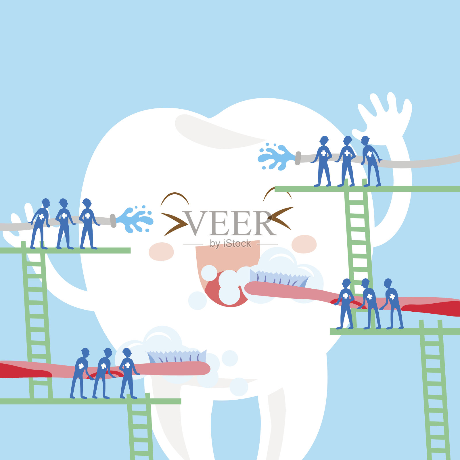 刷白牙插画图片素材