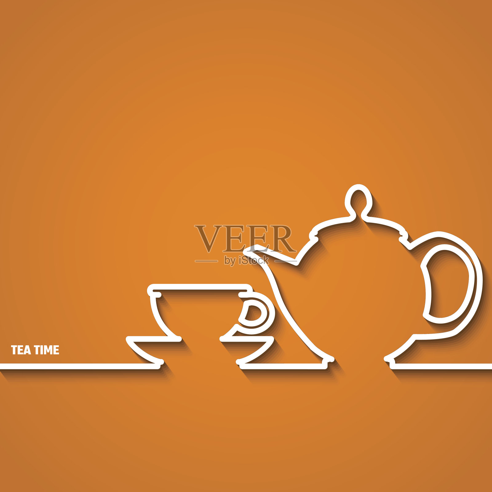 下午茶时间线插画图片素材