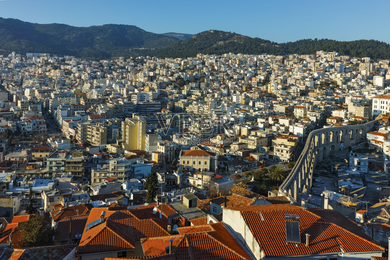 希腊卡瓦拉水渠全景图照片摄影图片