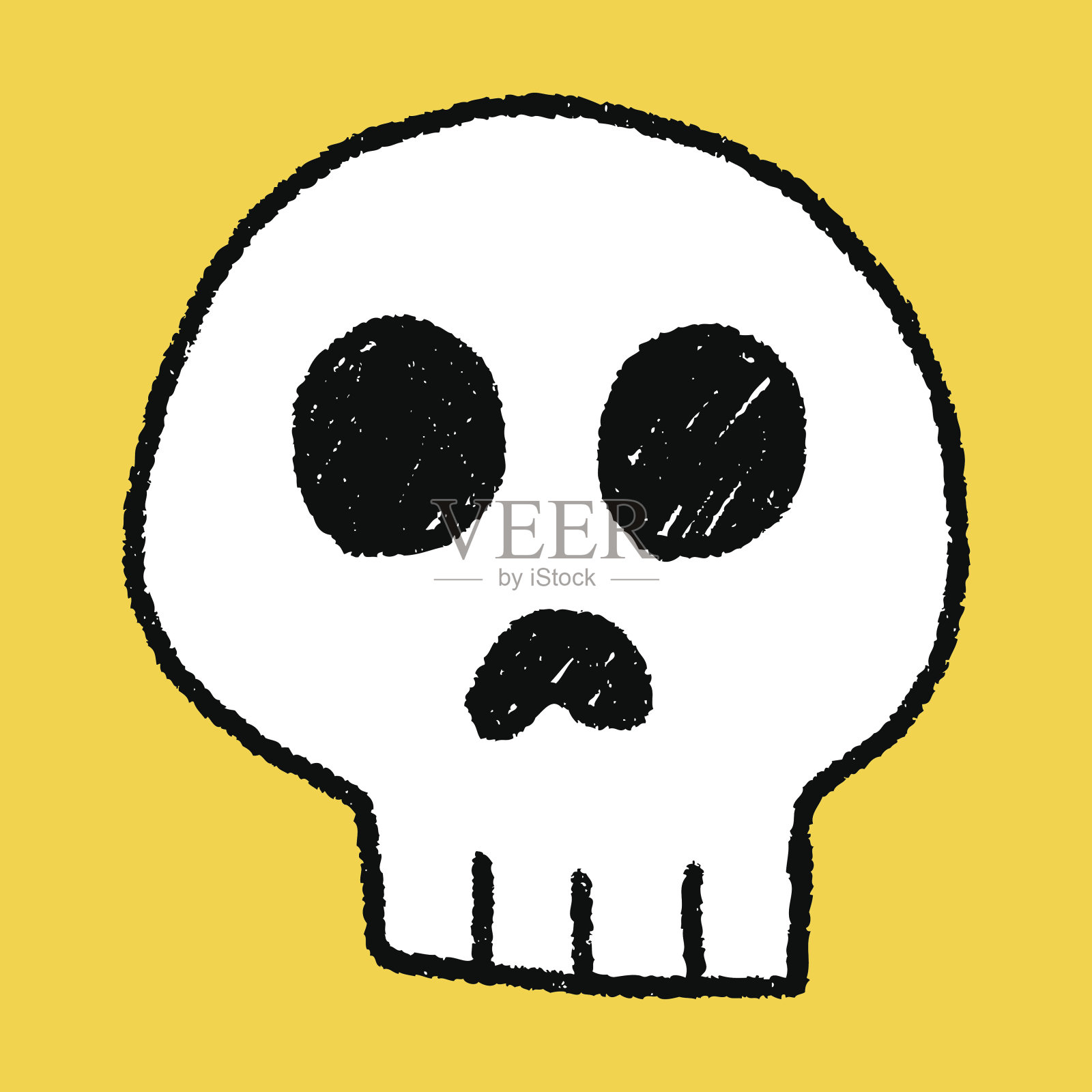 头骨涂鸦画插画图片素材