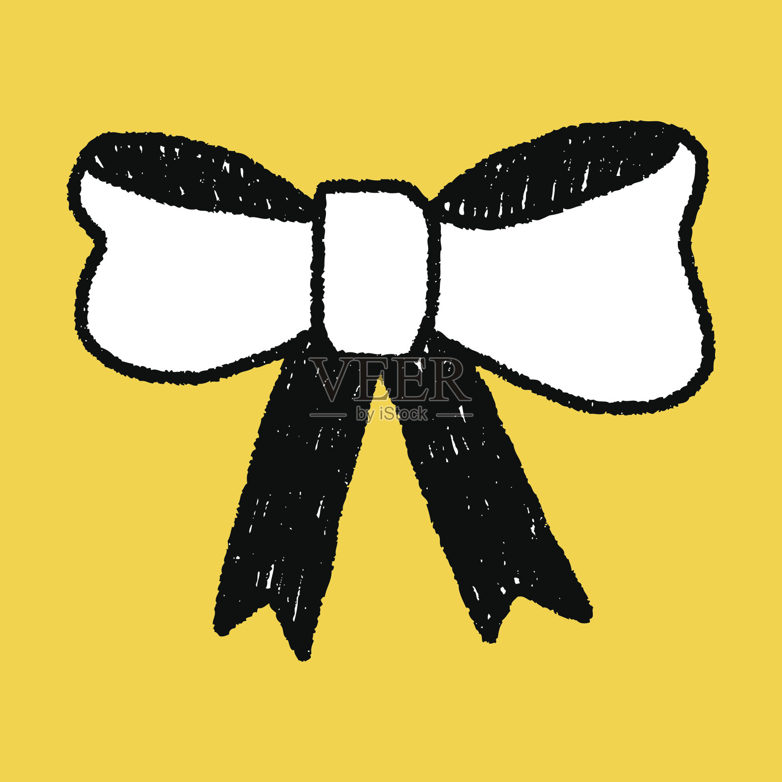 缎带蝴蝶结涂鸦画设计元素图片