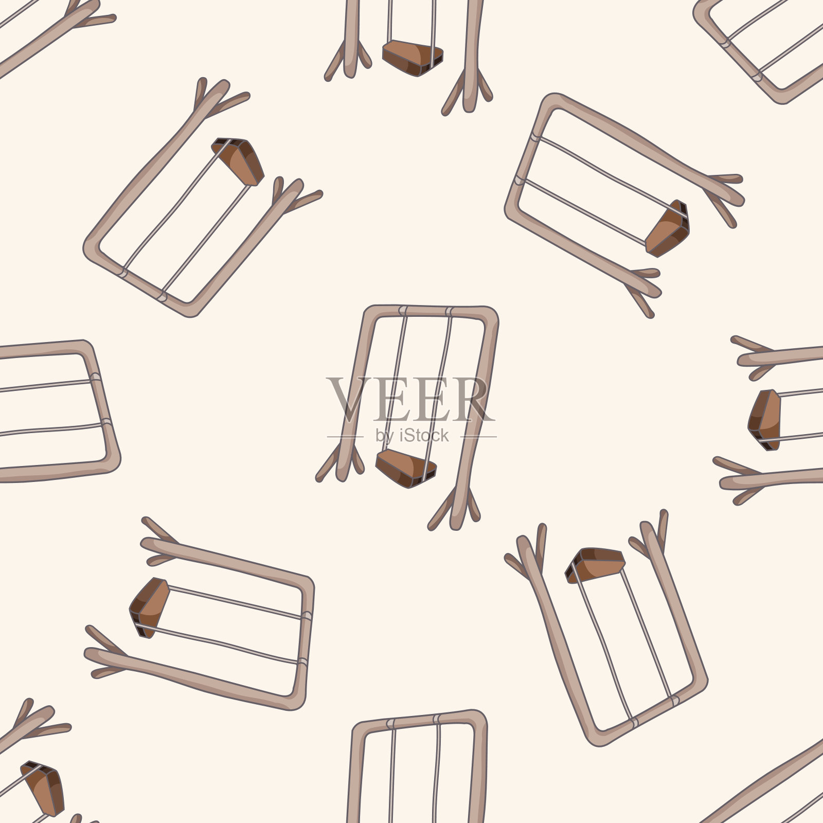 游乐园设施齐全,卡通图案无缝背景插画图片素材