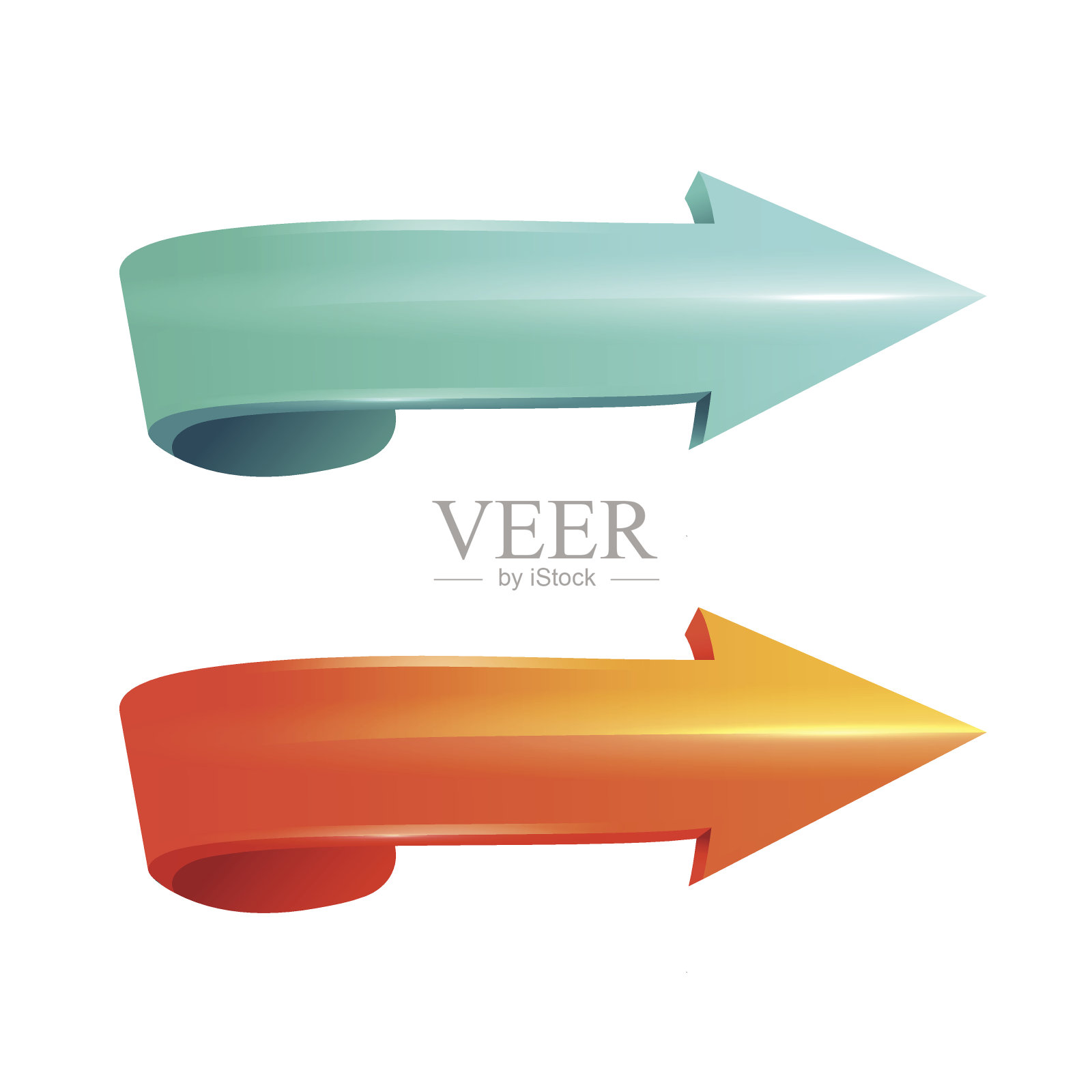 橙色和蓝色的箭头。贴纸指针。矢量图设计元素图片