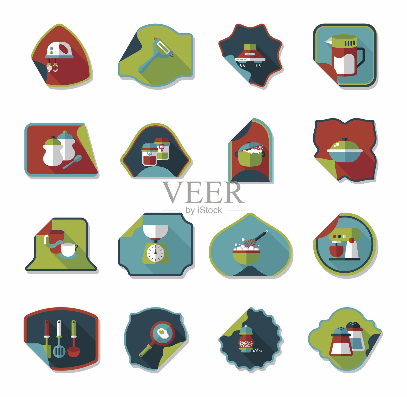 厨具贴纸平横幅背景设置,eps10图标素材