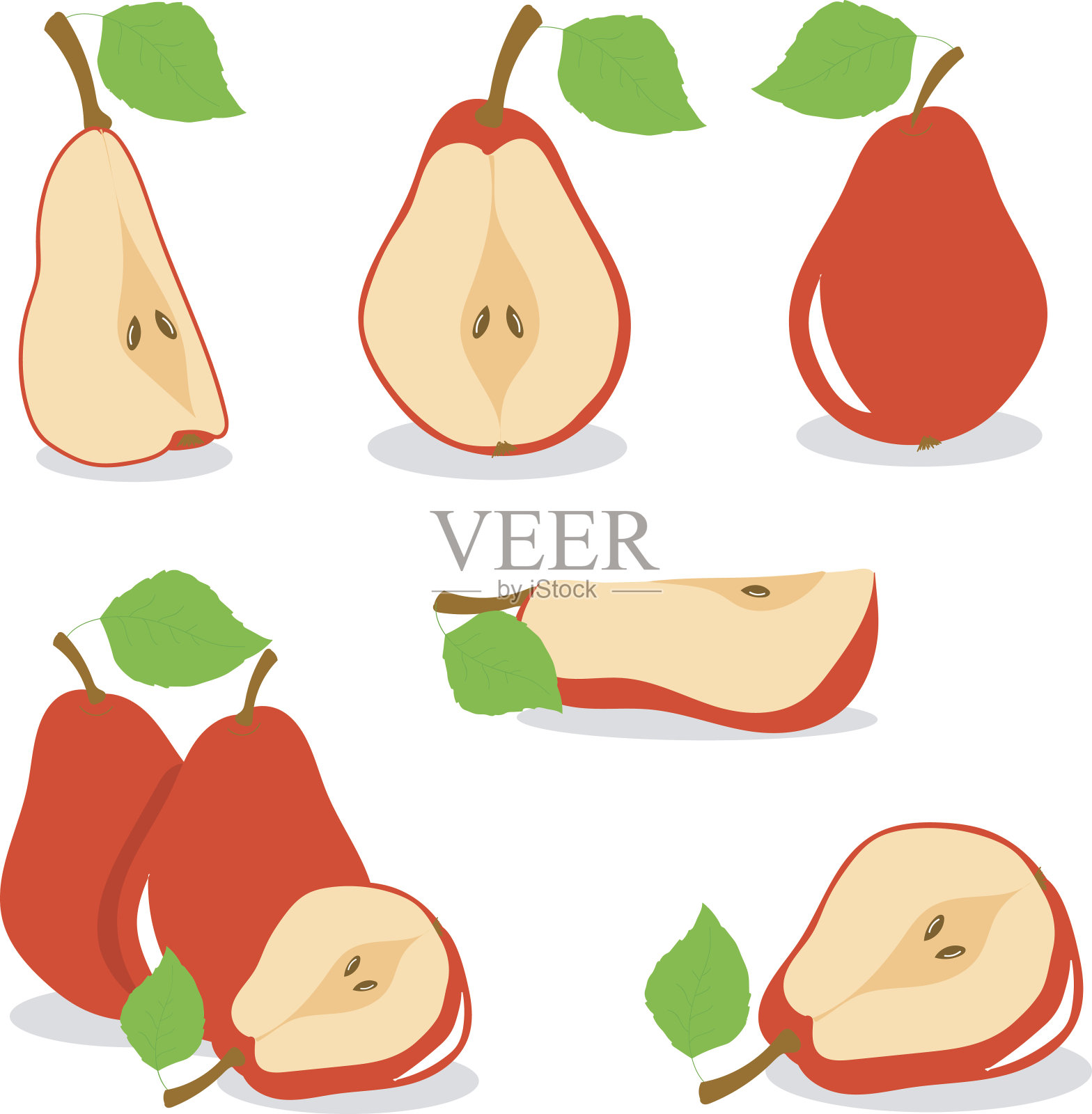 梨矢量红色梨插画图片素材
