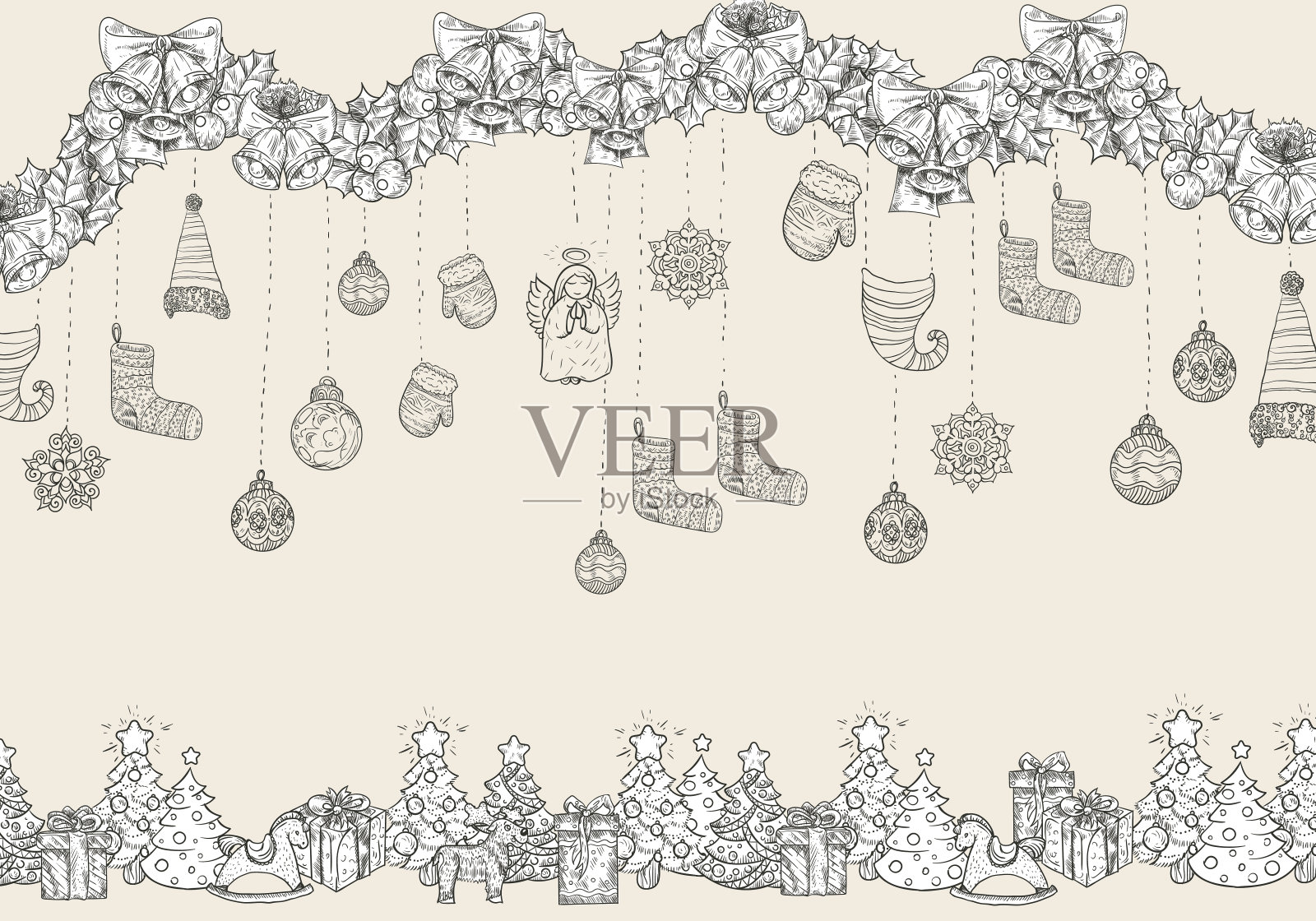 新年和圣诞节的图案。插画图片素材