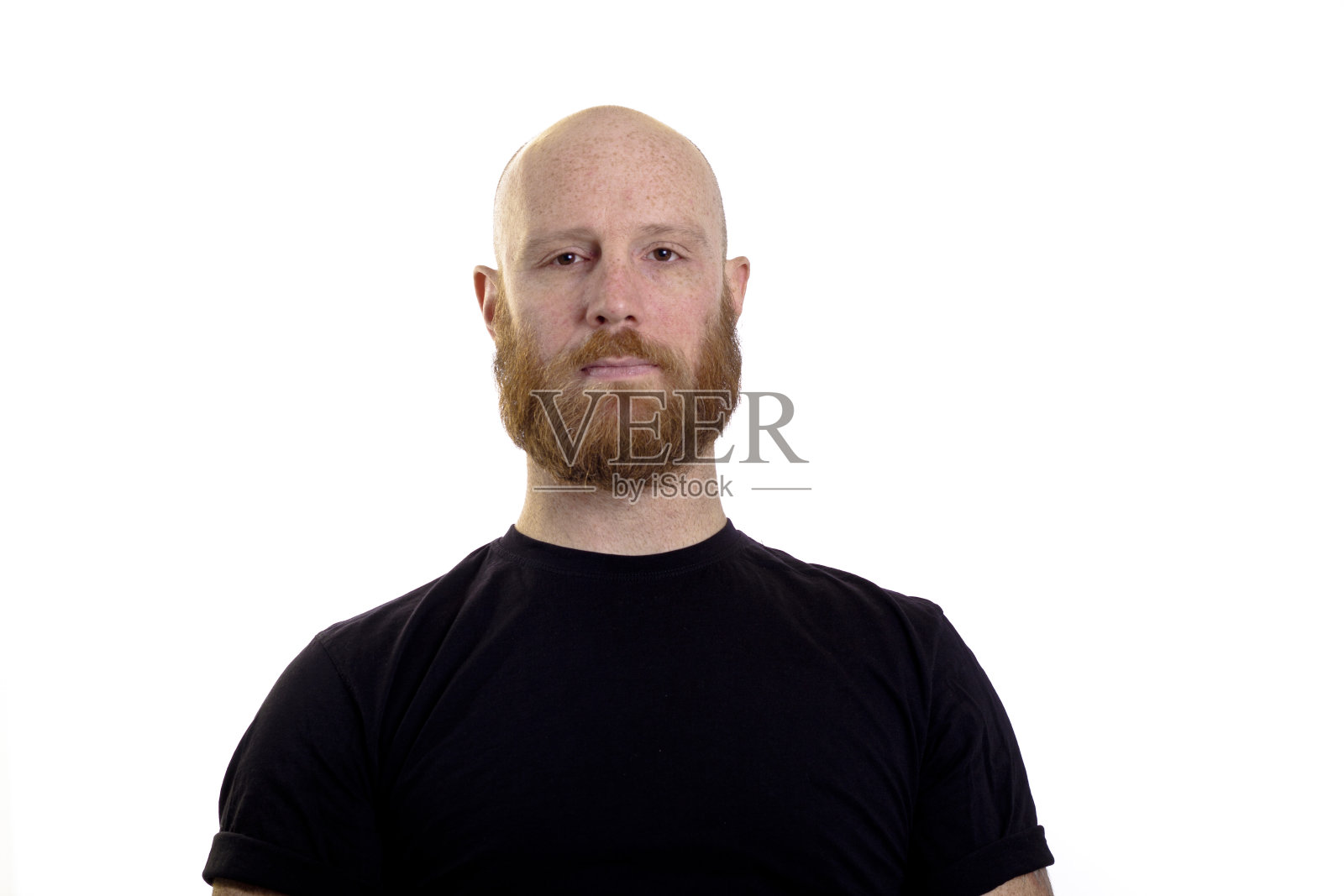 一个秃子被孤立在白色背景上照片摄影图片