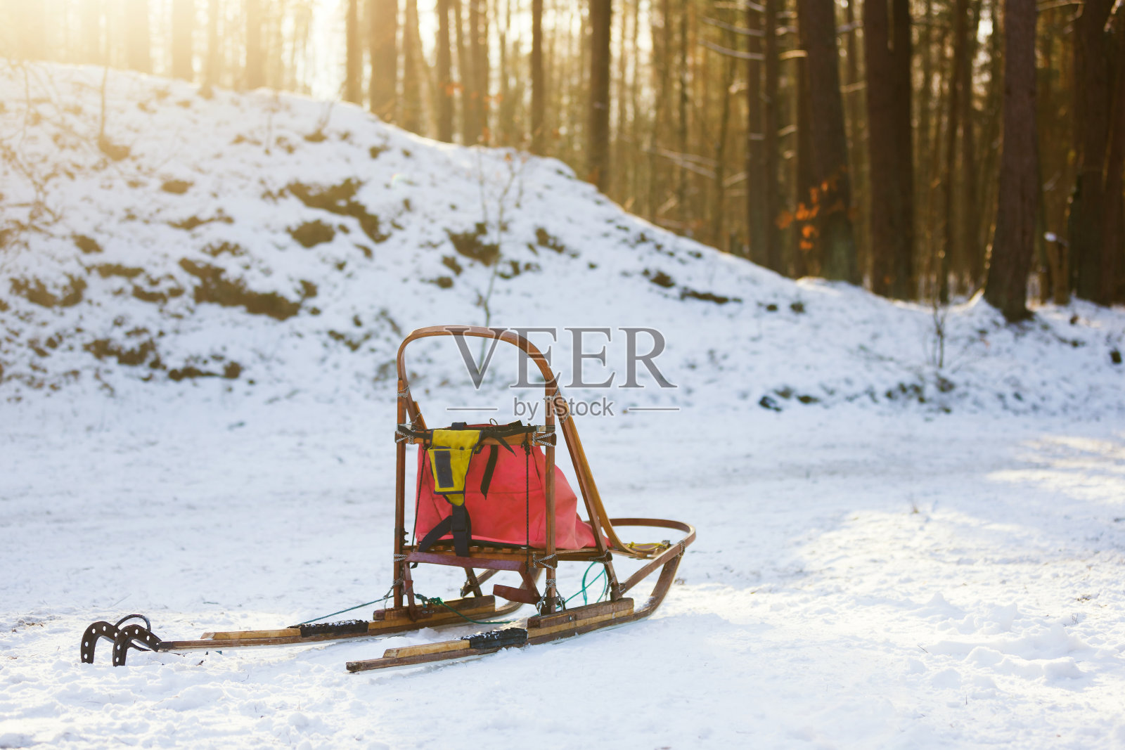 狗拉雪橇用的雪橇照片摄影图片