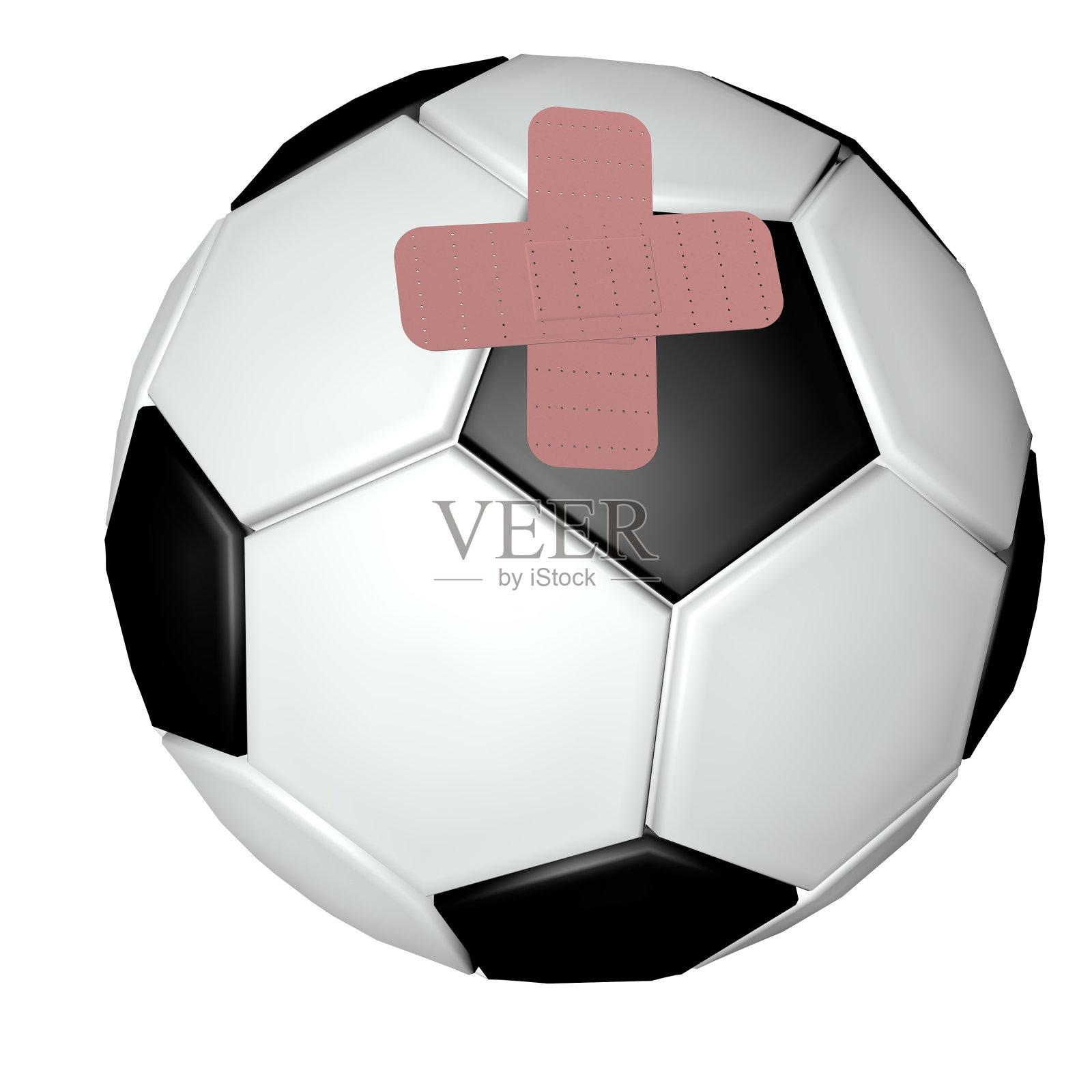 带创可贴的足球照片摄影图片