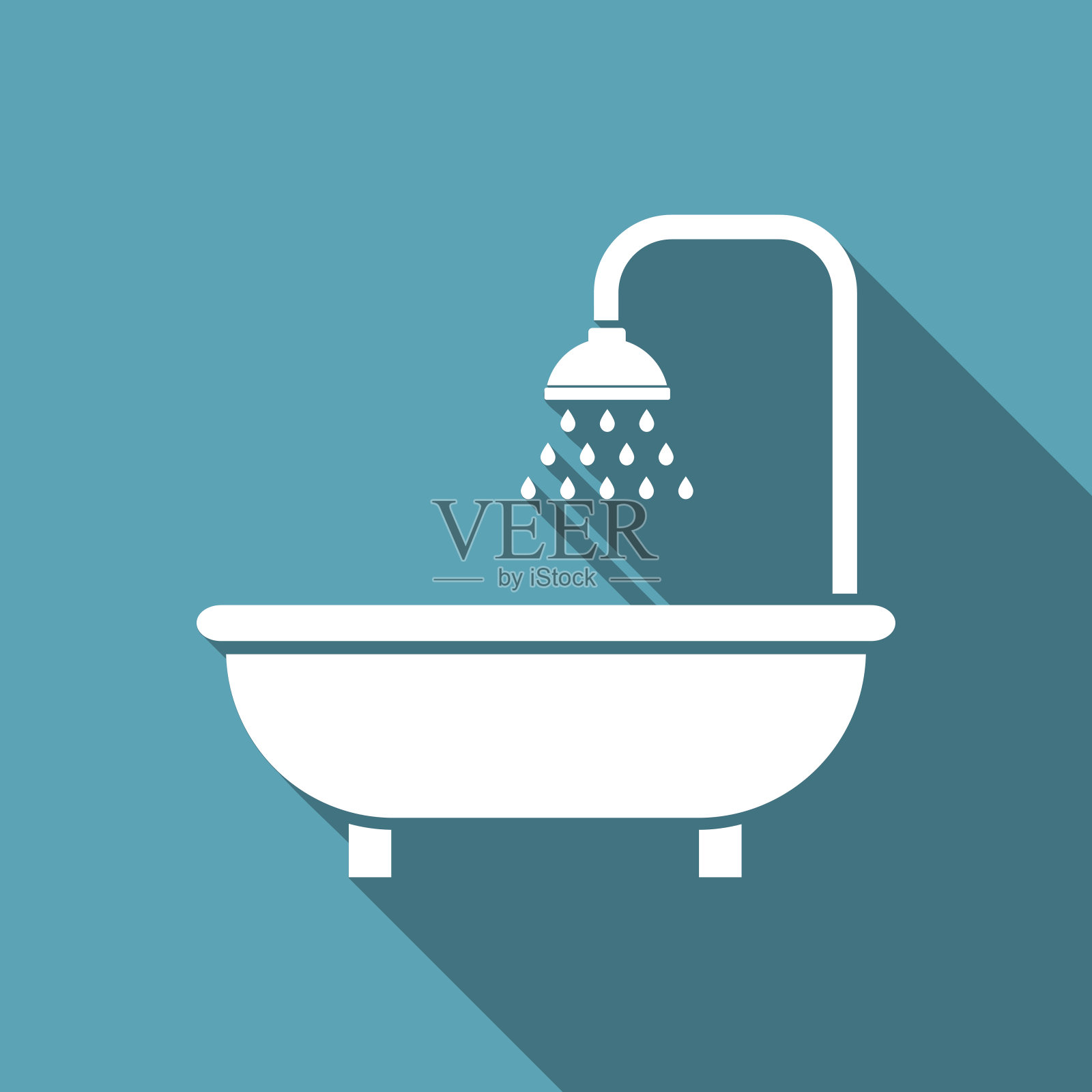 淋浴图标。浴室的象征插画图片素材