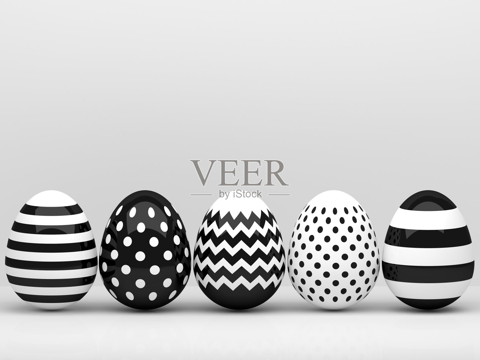 3d优雅,黑色和白色复活节彩蛋照片摄影图片