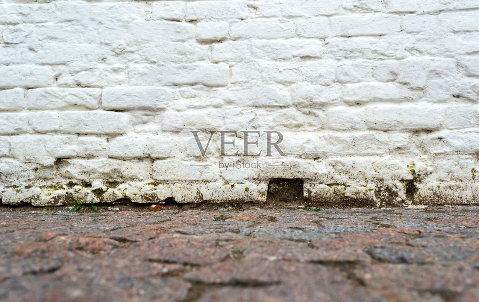 空的垃圾砖墙和人行道照片摄影图片