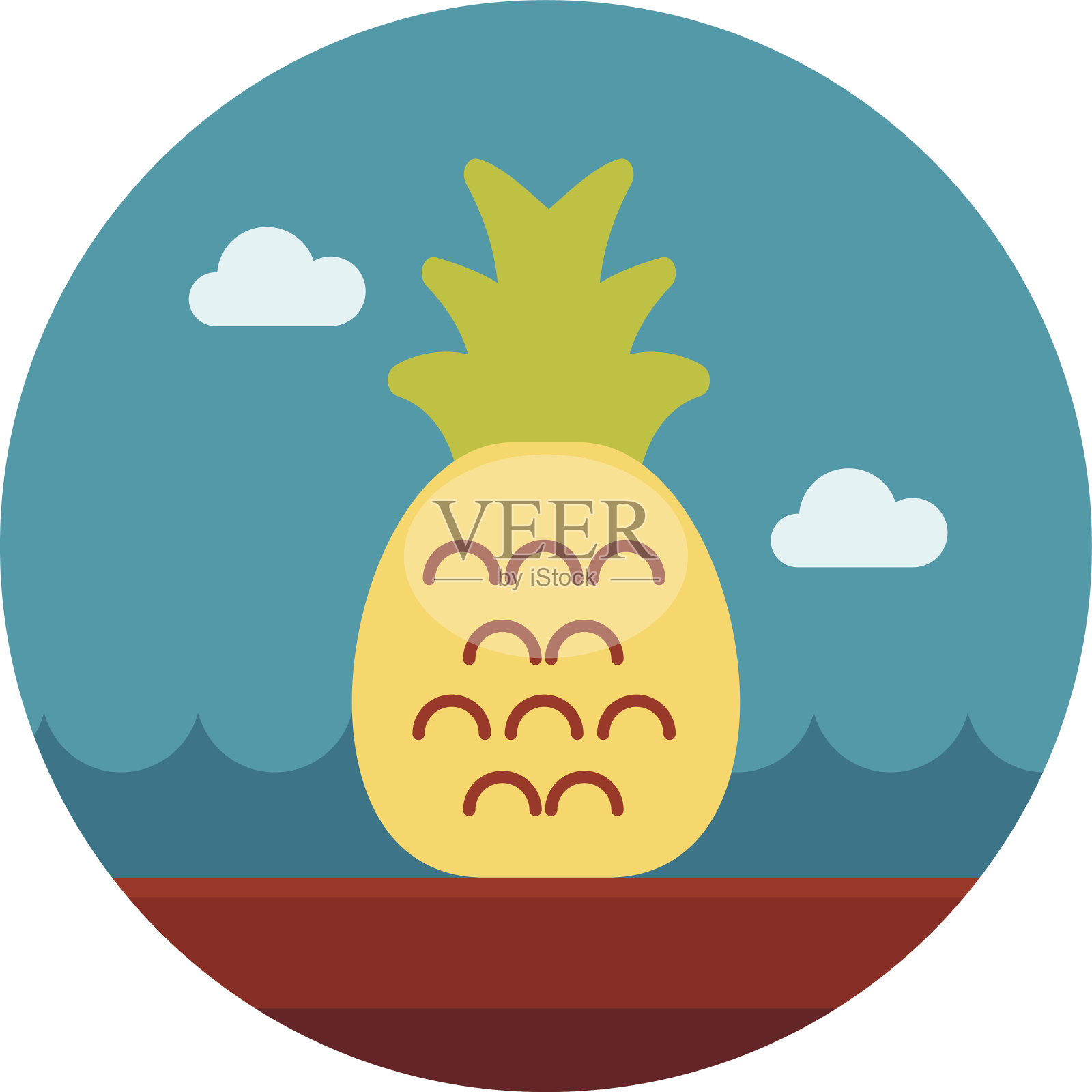 菠萝平图标插画图片素材