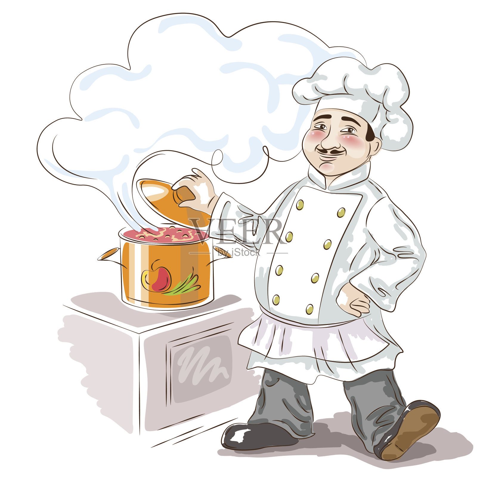 欢快的厨师插画图片素材