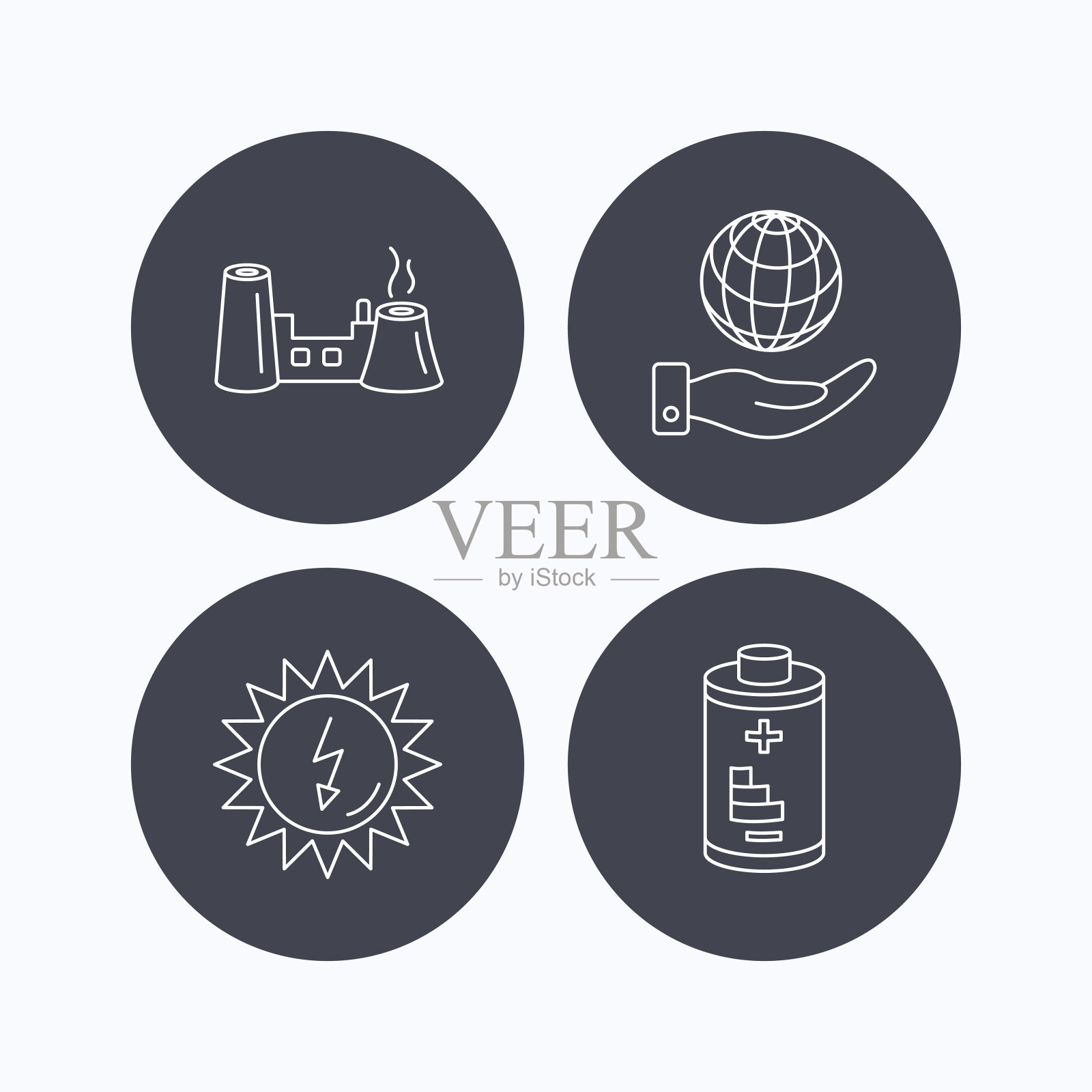 拯救地球,工厂和电池图标。图标素材