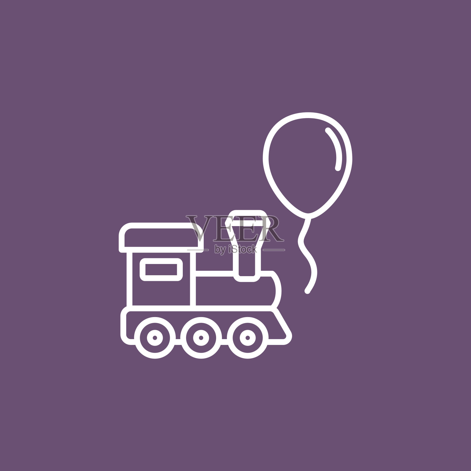 火车和气球玩具扁平图标插画图片素材