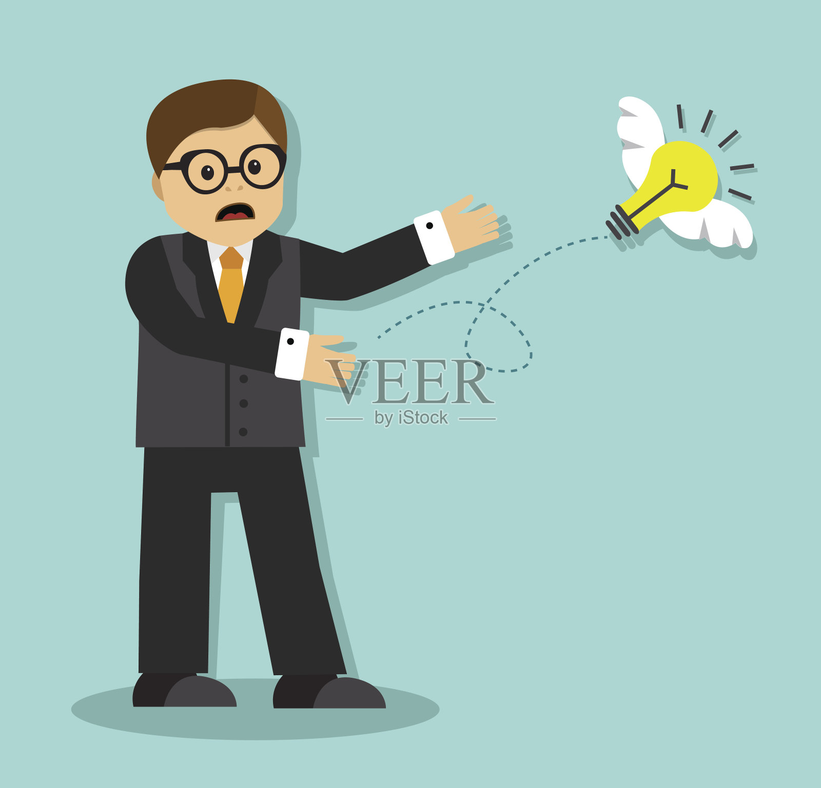 这个想法脱离了工人的想法插画图片素材