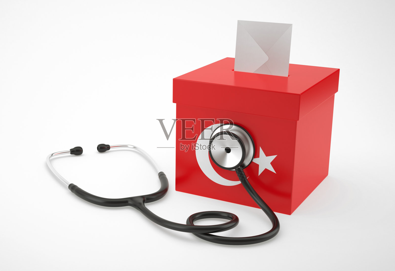 土耳其的投票箱和标枪。照片摄影图片