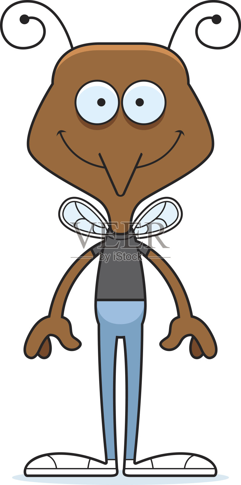 卡通微笑的蚊子插画图片素材