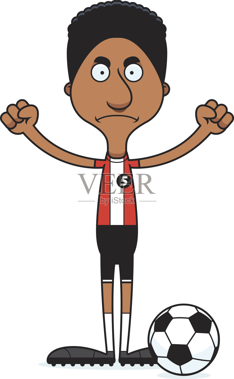 卡通愤怒的足球运动员插画图片素材