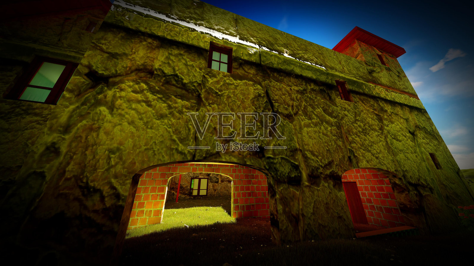 夕阳下的古堡照片摄影图片