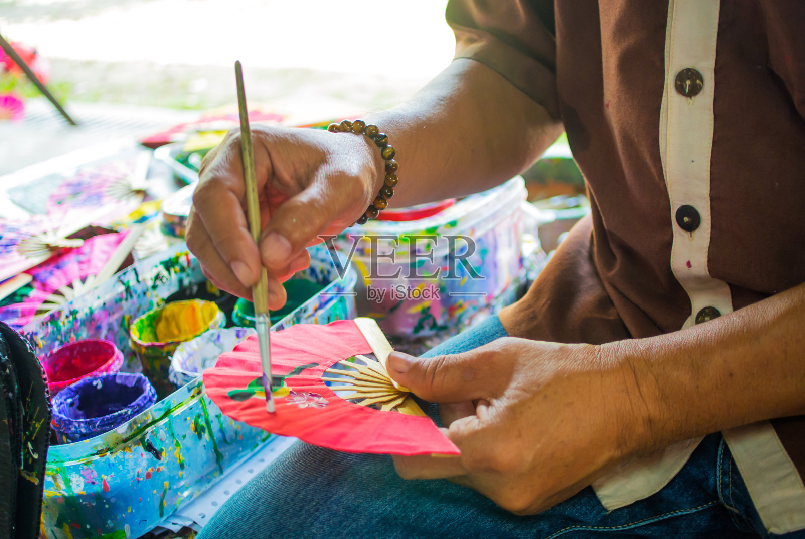 扇子油画照片摄影图片